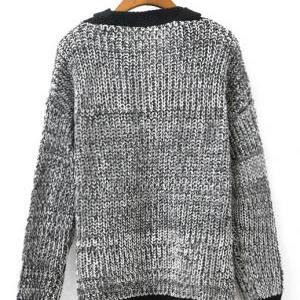 Gray Off-shoulder Strap Loose Sweater #ecs013215