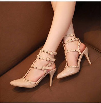 Seller Nude Fashion Rivets Pointed High-heeled Sandals #ecs011979 on Luulla