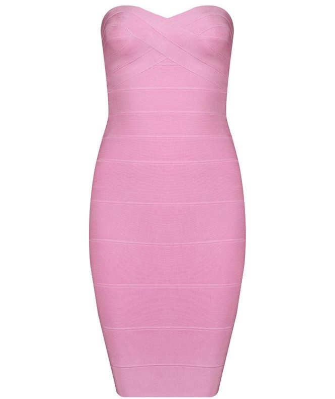 Sexy Strapless Bandage Dress Pink H011p #ecs012897