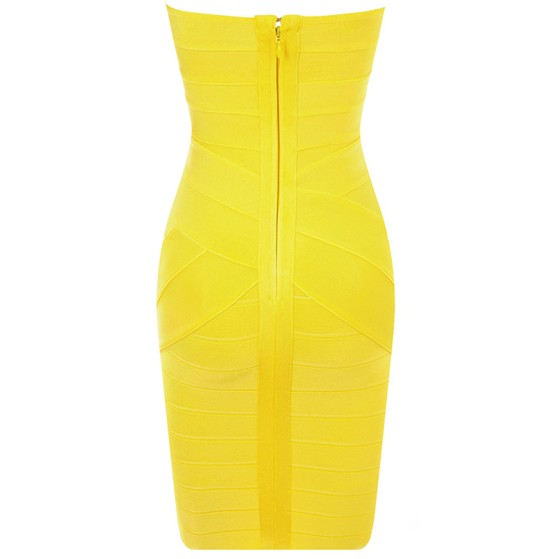Yellow Sexy Strapless Bandage Dress H668 ecs013050 on Luulla