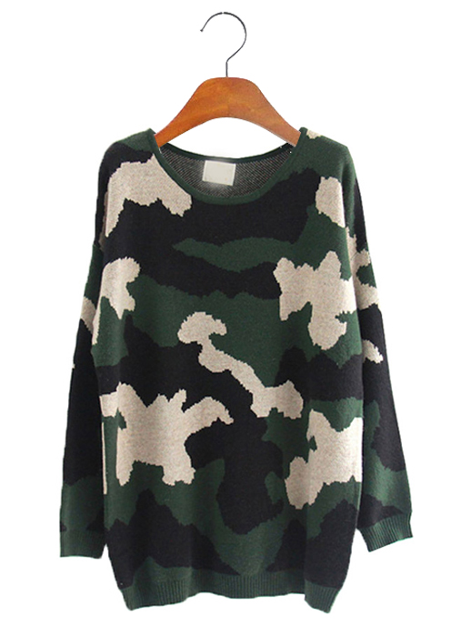 Camouflage Army Green Jumper #ecs008504
