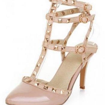 Seller Nude Fashion Rivets Pointed High-heeled Sandals #ecs011979 on Luulla