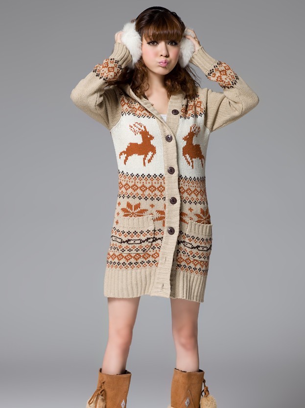 X' Mas Deer Hooded Cardigan #ecs007697 on Luulla