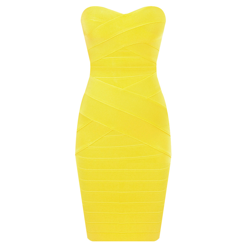 Yellow Sexy Strapless Bandage Dress H668 #ECS013050 on Luulla