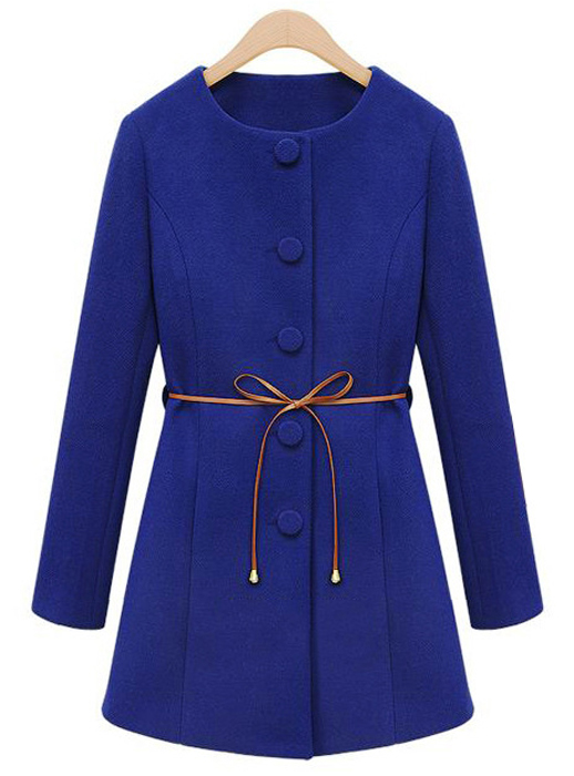 Blue Sweet Lady Two-piece Double-breasted Woolen Coat #ecs013281 on Luulla