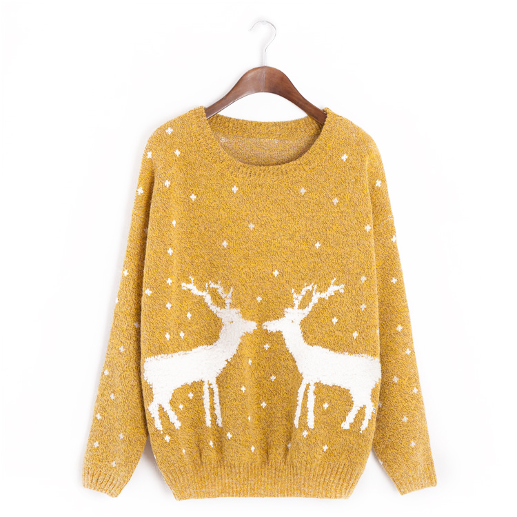 Snow Deer Faux Mink Sweater